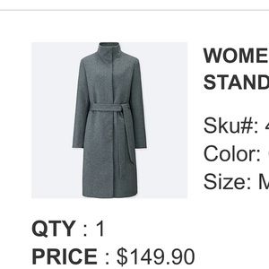 Uniqlo cashmere blend coat